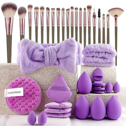 40-Piece Makeup Tool Set With Beauty Blender Soft Sponge Puffs